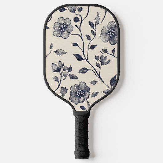 Minimalistisch bloemontwerp met aangepaste naam pickleball paddle (Voorkant)