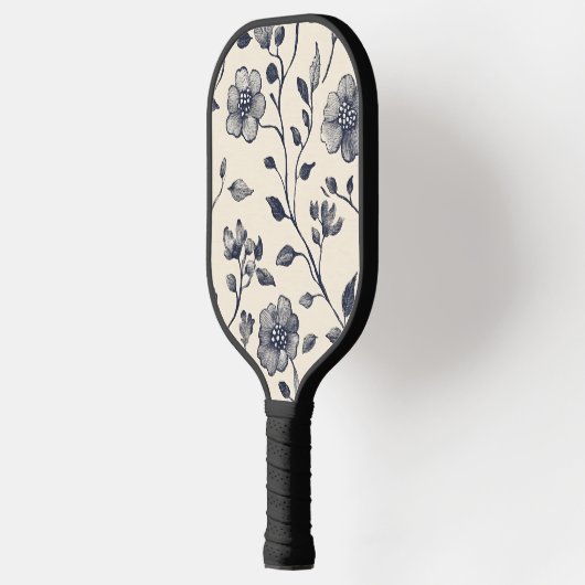 Minimalistisch bloemontwerp met aangepaste naam pickleball paddle (Links)