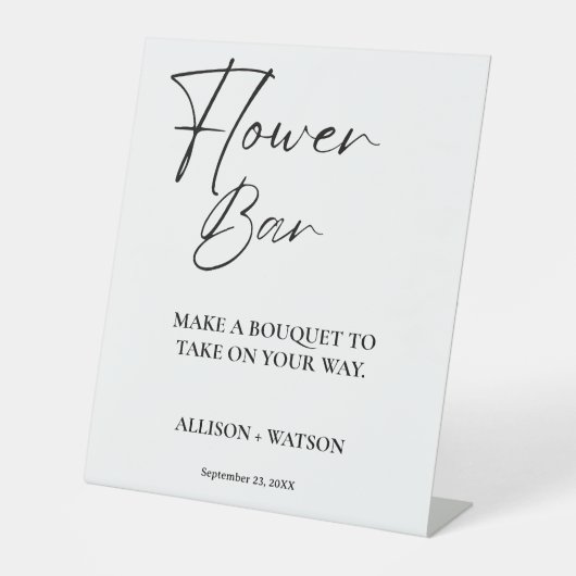 Minimalistisch Bloemstaafteken vrijgezellenfeest Reclamebord Met Voetstuk (Voorkant)