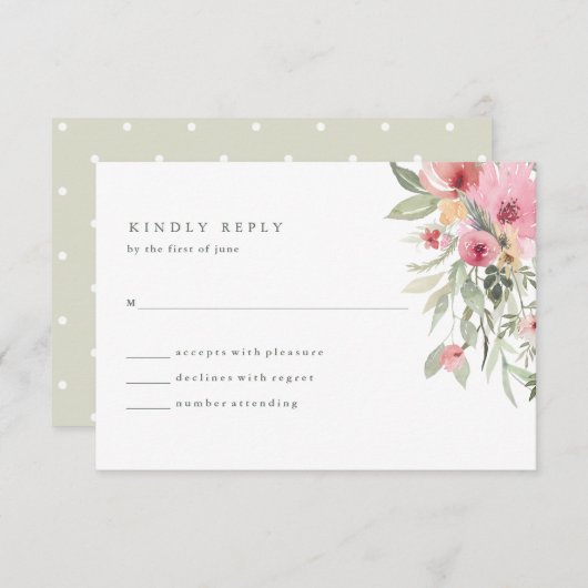 Minimalistisch Bloom | Weddenschap RSVP Kaartje (Voorkant / Achterkant)