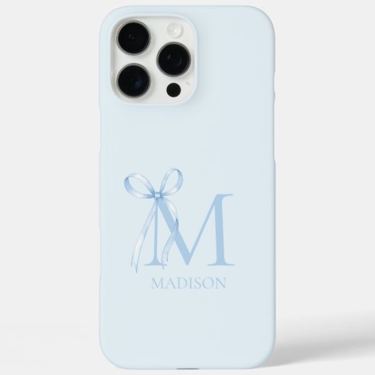 Minimalistisch Blue Bow Initiaal Monogram Case-Mate iPhone Case (Achterkant)