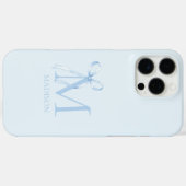 Minimalistisch Blue Bow Initiaal Monogram Case-Mate iPhone Case (Achterkant (horizontaal))