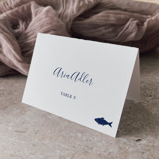 minimalistisch | Blue Fish Meal Option Place Cards Kaart
