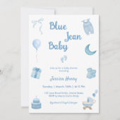 Minimalistisch Blue Jean Baby Denim Baby shower Kaart (Voorkant)