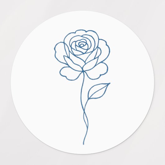 Minimalistisch Blue Roos Line Art Label (Design 2)