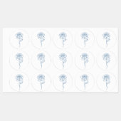 Minimalistisch Blue Roos Line Art Label (Vel)