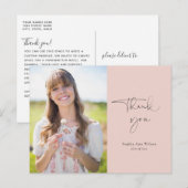 Minimalistisch Blush-Afstuderen Dank u wel met fot Briefkaart (Voorkant / Achterkant)