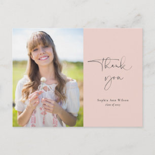 Minimalistisch Blush-Afstuderen Dank u wel met fot Briefkaart