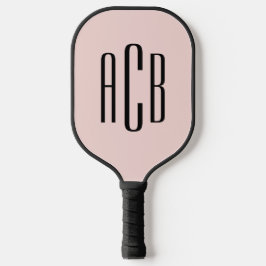 Minimalistisch Blush en zwart 3 Letter Monogram Pickleball Paddle