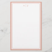 Minimalistisch Blush Pink 2 Border Monogram Briefpapier (Voorkant)