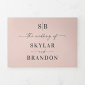 Minimalistisch Blush Pink All-in-One Weddenfoto Drieluik Uitnodiging (Cover)