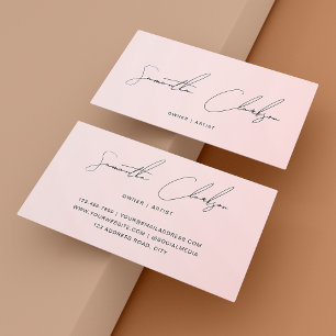 Minimalistisch Blush Pink handgeschreven script Visitekaartje