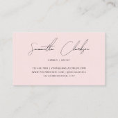 Minimalistisch Blush Pink handgeschreven script Visitekaartje (Achterkant)