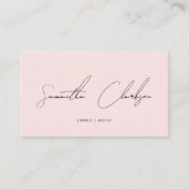 Minimalistisch Blush Pink handgeschreven script Visitekaartje (Voorkant)