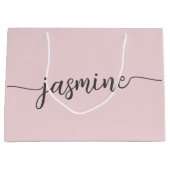 Minimalistisch 'Blush Pink Monogram Girly Script' Groot Cadeauzakje (Voorkant)