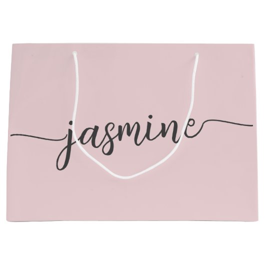 Minimalistisch 'Blush Pink Monogram Girly Script' Groot Cadeauzakje (Voorkant)