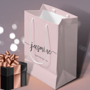 Minimalistisch Blush Pink Simple Monogram Girly Sc Medium Cadeauzakje