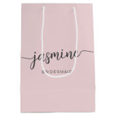 Minimalistisch Blush Pink Simple Monogram Girly Sc Medium Cadeauzakje (Achterkant)