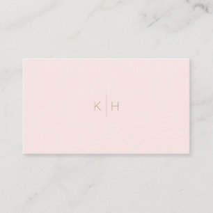Minimalistisch Blush Pink White Monogram Visitekaa Visitekaartje