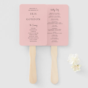 Minimalistisch Blush Roos Aangepast huwelijksprogr Handwaaier