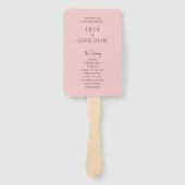Minimalistisch Blush Roos Aangepast huwelijksprogr Handwaaier (Voorkant)
