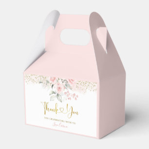 Minimalistisch Blush Roze Bloemen Baby shower Bedankdoosjes