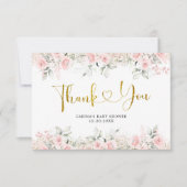 Minimalistisch Blush Roze Bloemen Baby shower Bedankkaart (Voorkant)