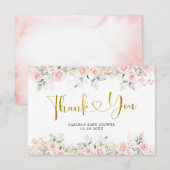 Minimalistisch Blush Roze Bloemen Baby shower Bedankkaart (Voorkant / Achterkant)