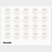 Minimalistisch Blush Roze Bloemen Baby shower Dank Ronde Sticker (Vel)