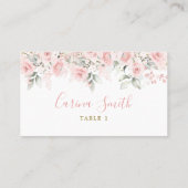 Minimalistisch Blush Roze Bloemen Baby shower Plaatskaartje (Achterkant)