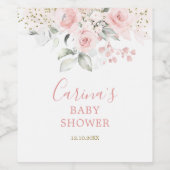 Minimalistisch Blush Roze Bloemen Baby shower Wijn Etiket (Enkel label)