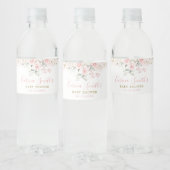 Minimalistisch Blush Roze Bloemen Rozen Baby showe Waterfles Etiket (Flessen)