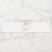 Minimalistisch Blush Roze Bloemen Rozen Baby showe Waterfles Etiket (Enkel label)