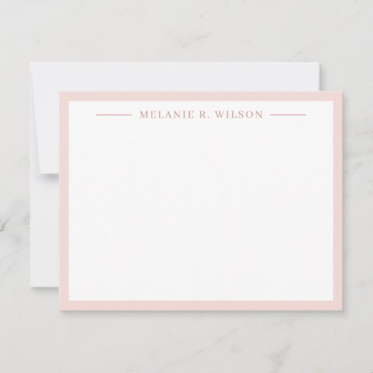 Minimalistisch Blush Roze Gepersonaliseerde Naam N Notitiekaartje (Voorkant)
