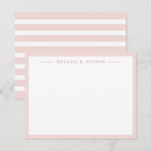 Minimalistisch Blush Roze Gepersonaliseerde Naam N Notitiekaartje (Voorkant / Achterkant)