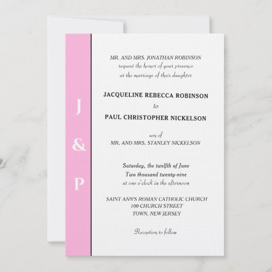 Minimalistisch Blush Roze Grijs Monogram Kaart (Voorkant)