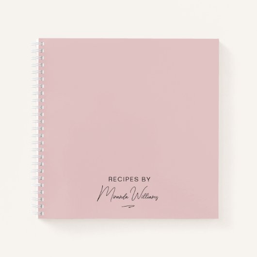 Minimalistisch Blush Roze Handgeschreven Naam Rece Notitieboek (Voorkant)