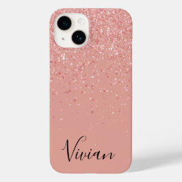 Minimalistisch Blush Roze Modern Monogram Case-Mate iPhone 14 Hoesje