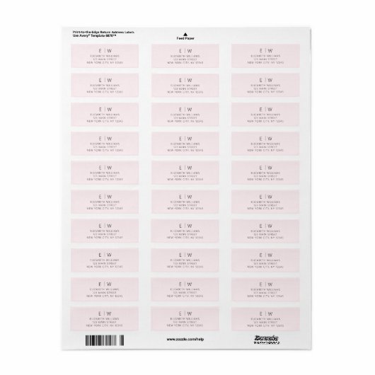 Minimalistisch Blush Roze Modern Retouradres Label (Full Sheet)