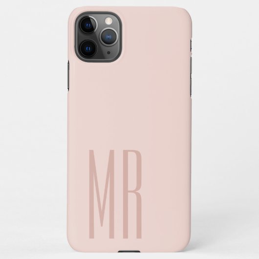 Minimalistisch Blush Roze Monogram iPhone Hoesje (Achterkant)