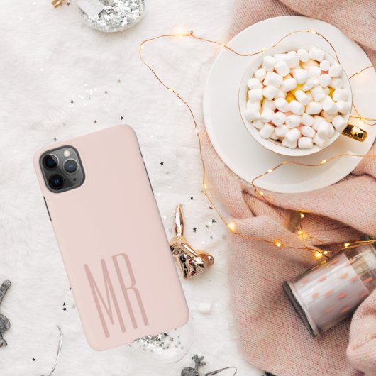 Minimalistisch Blush Roze Monogram iPhone Hoesje