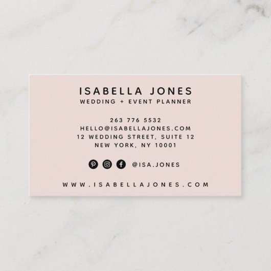 Minimalistisch blush roze professioneel luxe scrip visitekaartje (Achterkant)