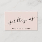 Minimalistisch blush roze professioneel luxe scrip visitekaartje (Voorkant)