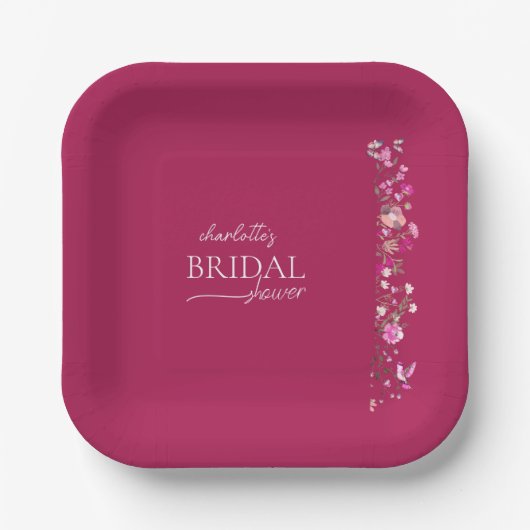 Minimalistisch Blush Roze Vrijgezellenfeest Papier Papieren Bordje (Voorkant)