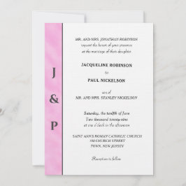 Minimalistisch Blush Roze Waterverf Grijs Monogram Kaart