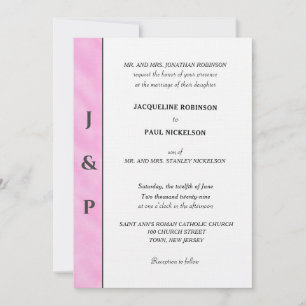 Minimalistisch Blush Roze Waterverf Grijs Monogram Kaart