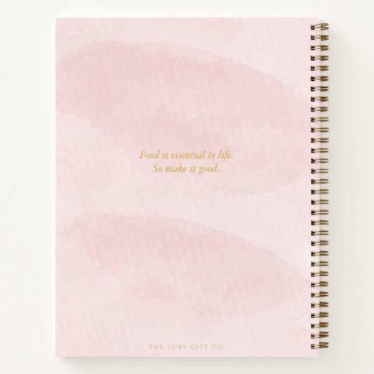 Minimalistisch  Blush Roze Waterverf Recept Notitieboek (Achterkant)