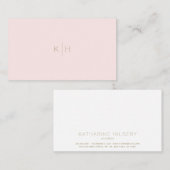 Minimalistisch Blush Roze Wit Monogram Visitekaart Visitekaartje (Voorkant / Achterkant)