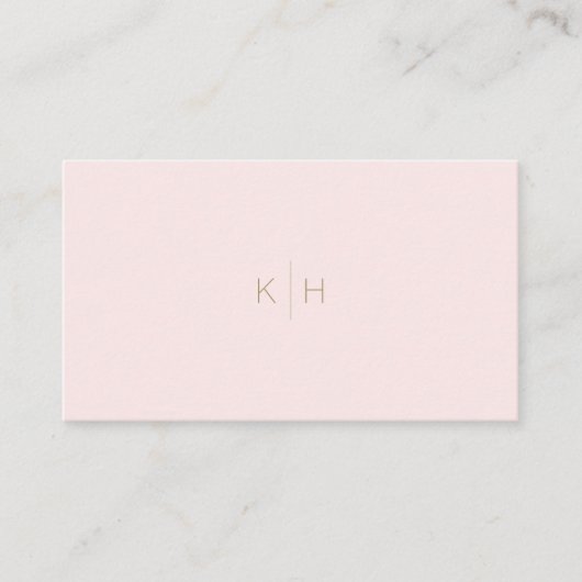 Minimalistisch Blush Roze Wit Monogram Visitekaart Visitekaartje (Voorkant)
