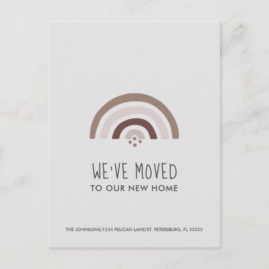 Minimalistisch Blush Taupe Rainbow Nieuw Home Verh Aankondigingskaart (Voorkant)